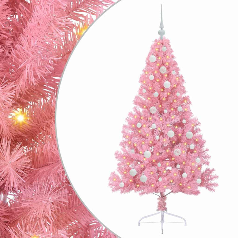 Load image into Gallery viewer, Vidaxl kunstmatig voorverlicht kerstboom met 150 led roze 150 cm pvc
