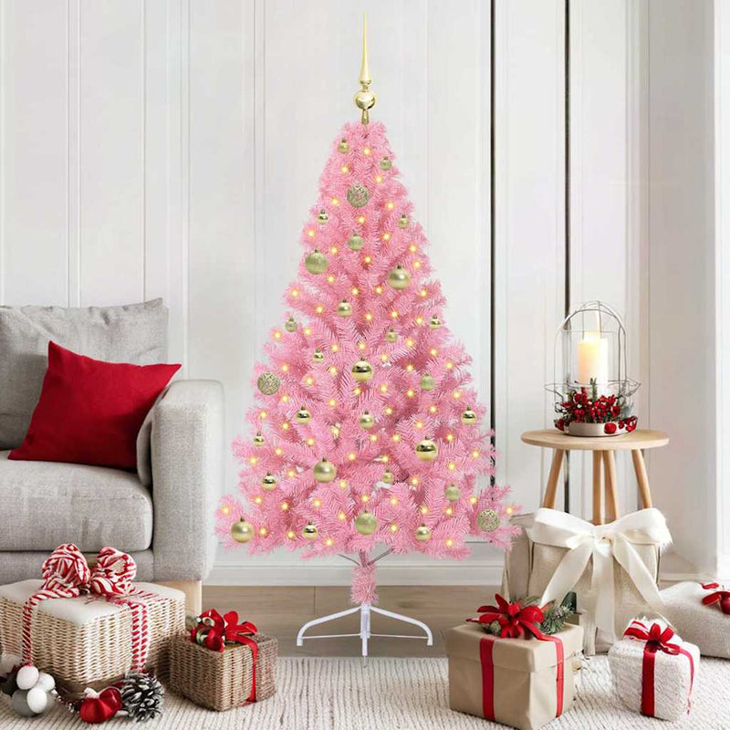 Load image into Gallery viewer, Vidaxl kunstmatig voorverlicht kerstboom met 150 led roze 150 cm pvc
