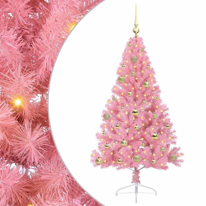 Load image into Gallery viewer, Vidaxl kunstmatig voorverlicht kerstboom met 150 led roze 150 cm pvc
