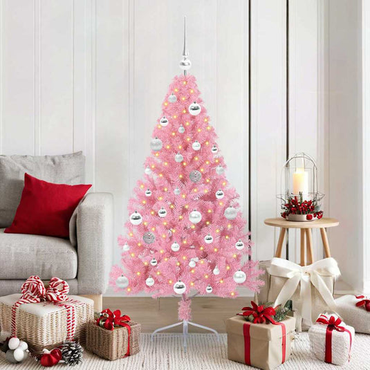 Vidaxl kunstmatig voorverlicht kerstboom met 150 led roze 150 cm pvc