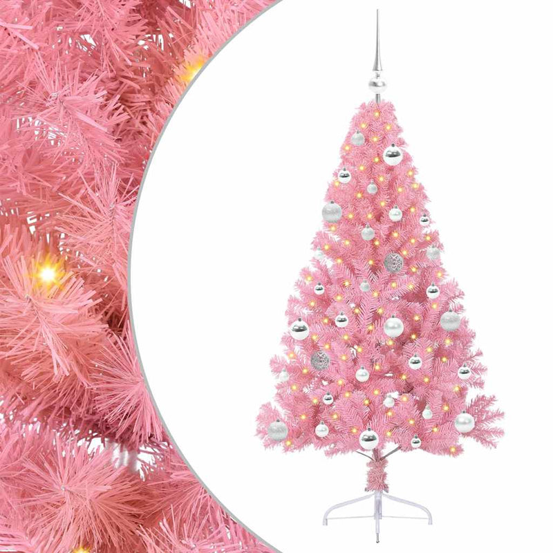 Load image into Gallery viewer, Vidaxl kunstmatig voorverlicht kerstboom met 150 led roze 150 cm pvc

