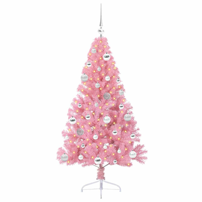 Load image into Gallery viewer, Vidaxl kunstmatig voorverlicht kerstboom met 150 led roze 150 cm pvc
