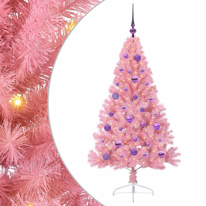 Load image into Gallery viewer, Vidaxl kunstmatig voorverlicht kerstboom met 150 led roze 150 cm pvc
