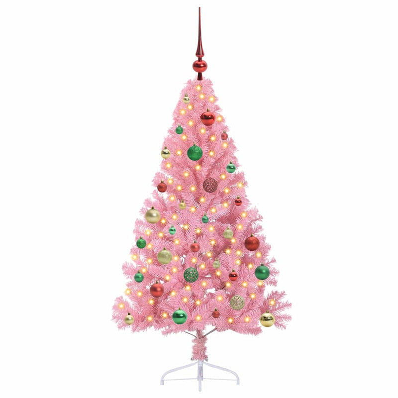Load image into Gallery viewer, Vidaxl kunstmatig voorverlicht kerstboom met 150 led roze 150 cm pvc
