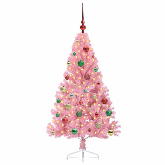 Vidaxl kunstmatig voorverlicht kerstboom met 150 led roze 150 cm pvc