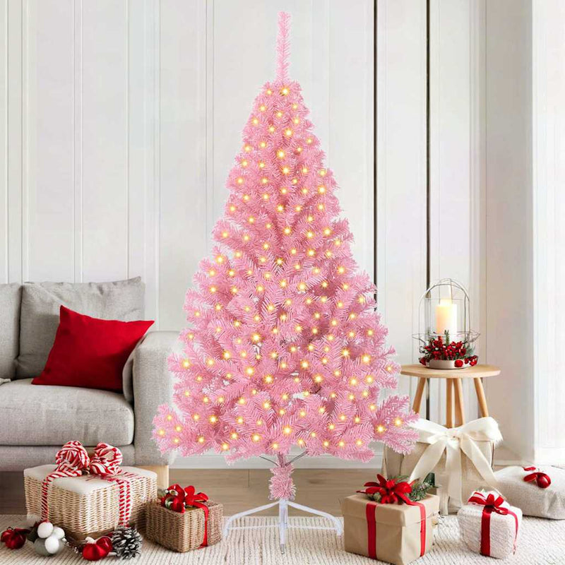 Load image into Gallery viewer, Vidaxl kunstmatig voorverlicht kerstboom met 300 led roze 180 cm pvc
