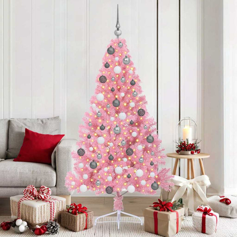 Load image into Gallery viewer, Vidaxl kunstmatig voorverlicht kerstboom met 300 led roze 180 cm pvc
