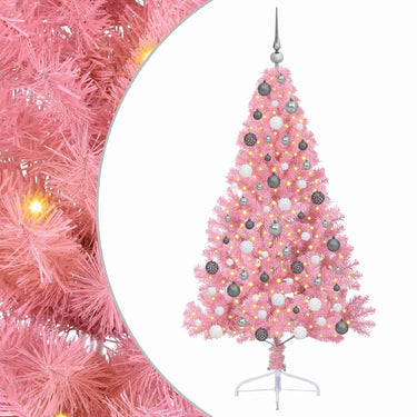 Vidaxl kunstmatig voorverlicht kerstboom met 300 led roze 180 cm pvc