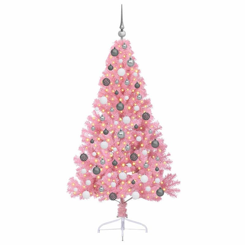 Load image into Gallery viewer, Vidaxl kunstmatig voorverlicht kerstboom met 300 led roze 180 cm pvc
