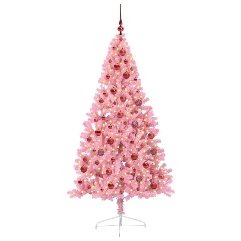 Load image into Gallery viewer, Vidaxl kunstmatig voorverlicht kerstboom met 300 led roze 180 cm pvc
