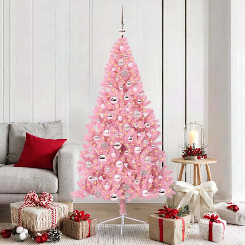 Load image into Gallery viewer, Vidaxl kunstmatig voorverlicht kerstboom met 300 led roze 180 cm pvc
