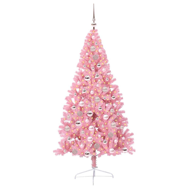 Load image into Gallery viewer, Vidaxl kunstmatig voorverlicht kerstboom met 300 led roze 180 cm pvc

