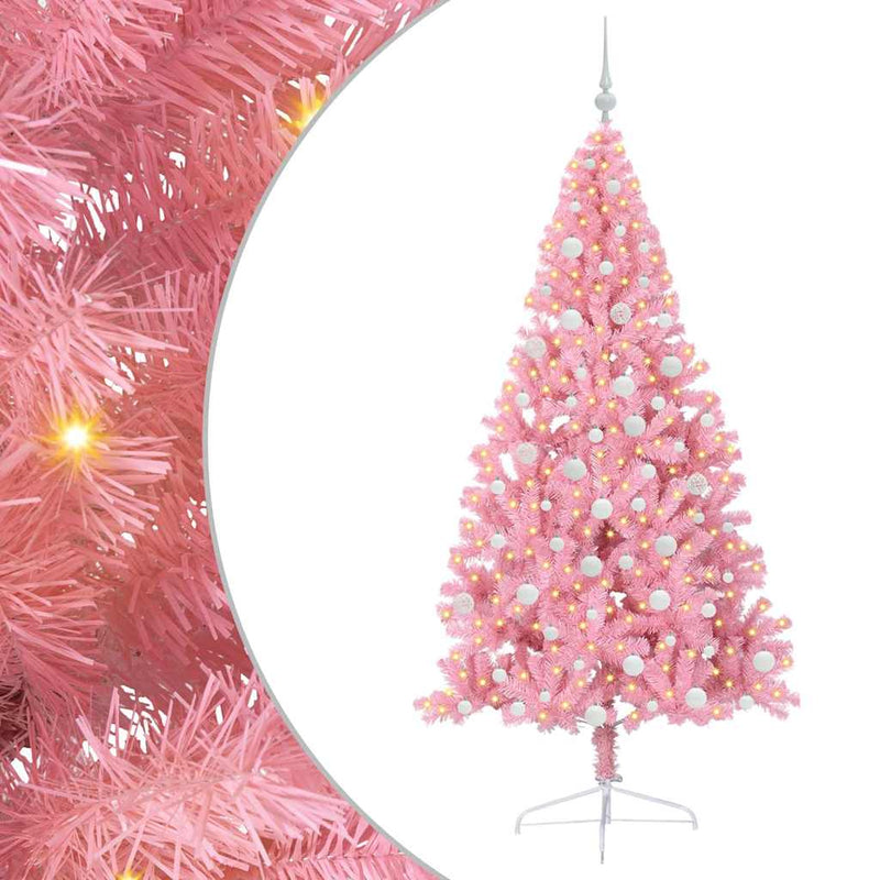 Load image into Gallery viewer, Vidaxl kunstmatig voorverlicht kerstboom met 300 led roze 180 cm pvc
