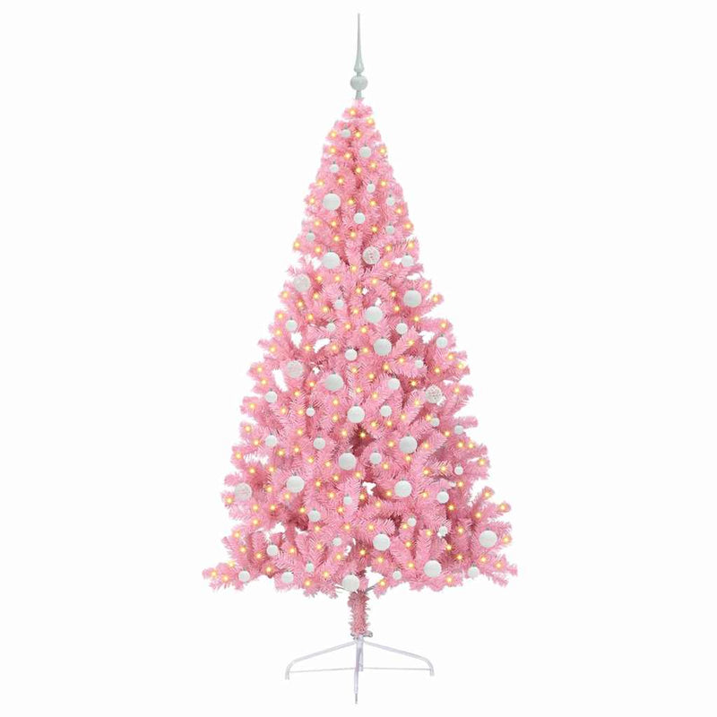 Load image into Gallery viewer, Vidaxl kunstmatig voorverlicht kerstboom met 300 led roze 180 cm pvc
