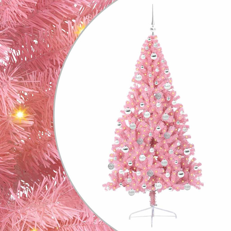 Load image into Gallery viewer, Vidaxl kunstmatig voorverlicht kerstboom met 300 led roze 180 cm pvc
