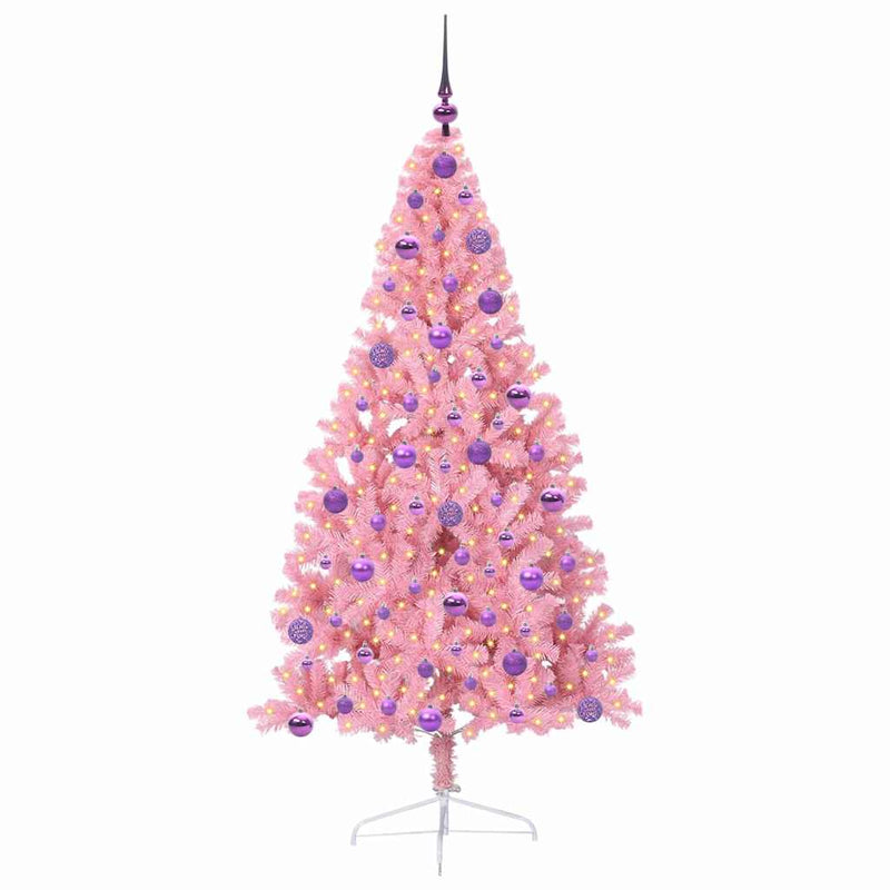 Load image into Gallery viewer, Vidaxl kunstmatig voorverlicht kerstboom met 300 led roze 180 cm pvc
