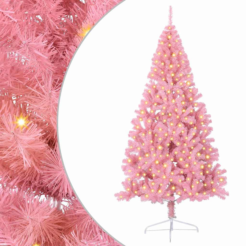 Load image into Gallery viewer, Vidaxl kunstmatig voorverlicht kerstboom met 300 led roze 240 cm pvc
