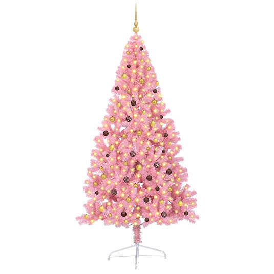 Vidaxl kunstmatig voorverlicht kerstboom met 300 led roze 240 cm pvc