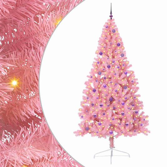 Vidaxl kunstmatig voorverlicht kerstboom met 300 led roze 240 cm pvc