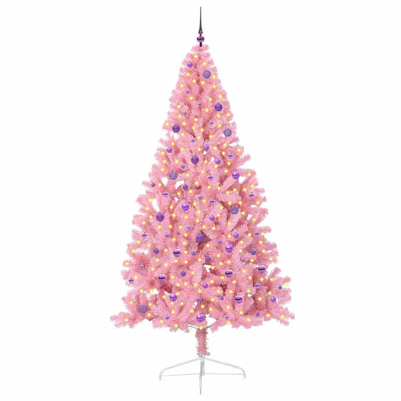 Load image into Gallery viewer, Vidaxl kunstmatig voorverlicht kerstboom met 300 led roze 240 cm pvc
