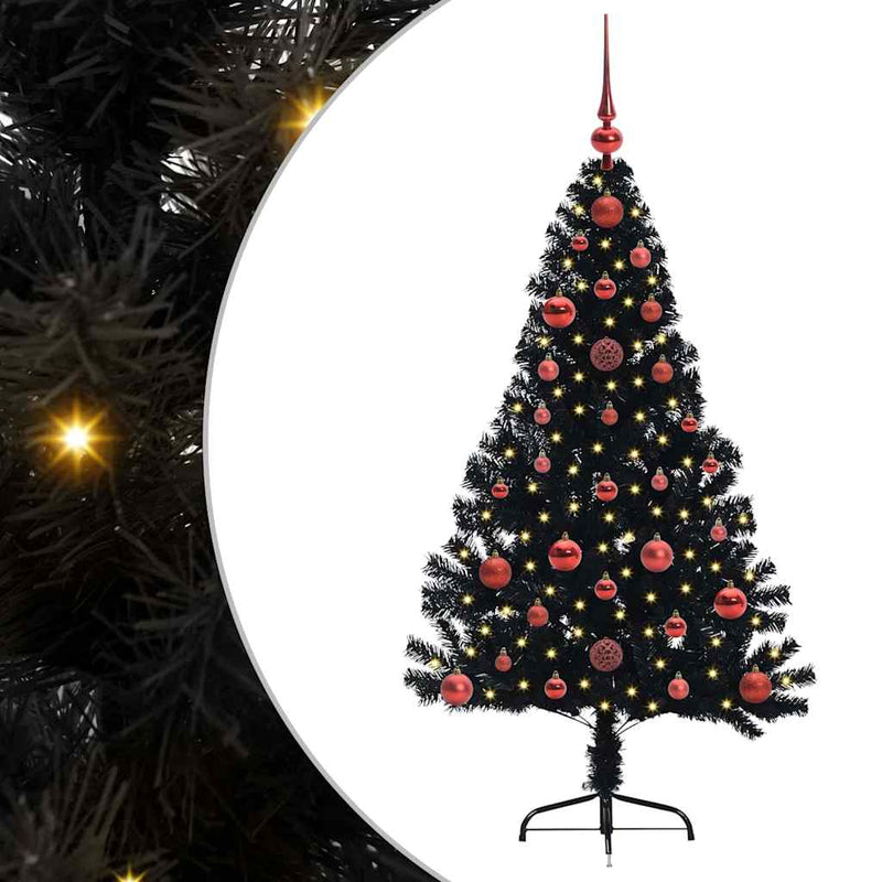 Load image into Gallery viewer, Vidaxl kunstmatig voorverlicht kerstboom met 150 led zwart 120 cm pvc
