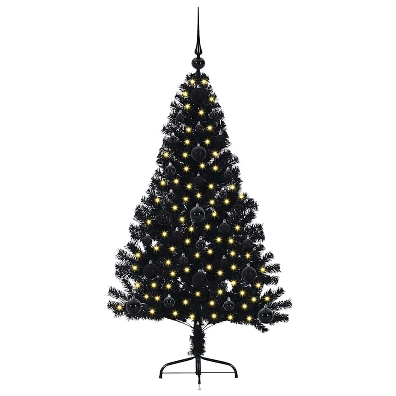 Load image into Gallery viewer, Vidaxl kunstmatig voorverlicht kerstboom met 150 led zwart 120 cm pvc
