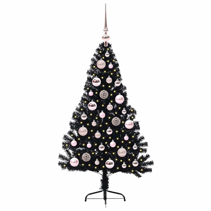 Load image into Gallery viewer, Vidaxl kunstmatig voorverlicht kerstboom met 150 led zwart 120 cm pvc
