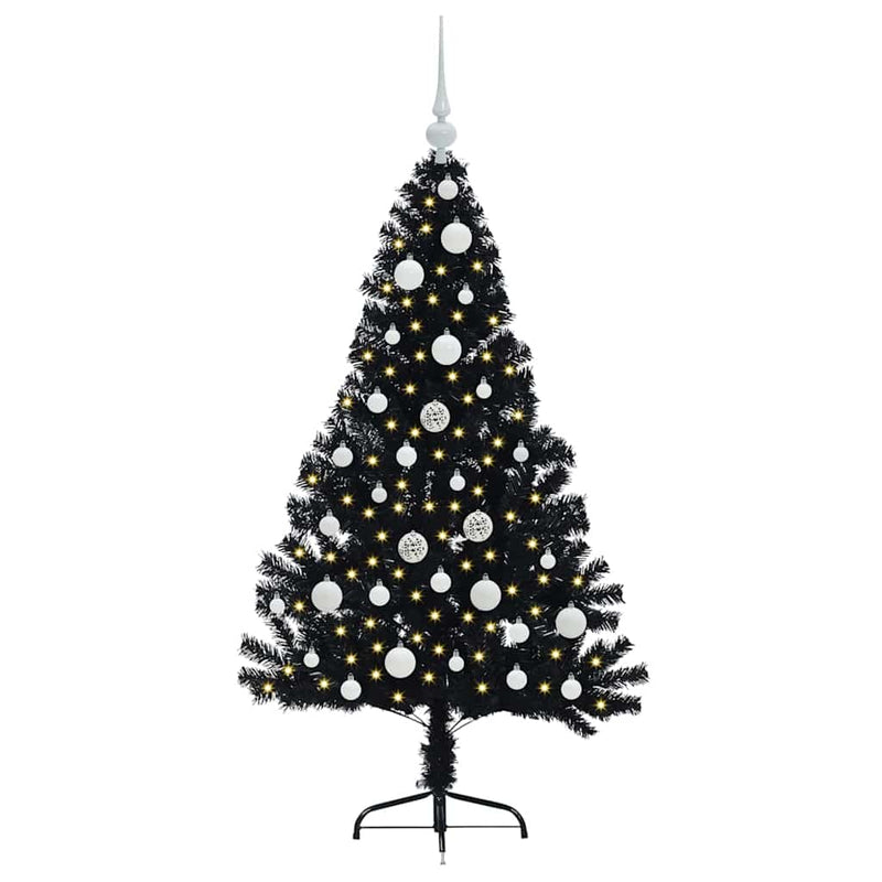 Load image into Gallery viewer, Vidaxl kunstmatig voorverlicht kerstboom met 150 led zwart 120 cm pvc
