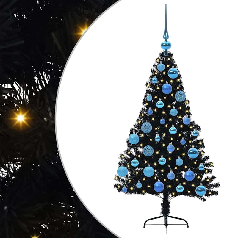 Load image into Gallery viewer, Vidaxl kunstmatig voorverlicht kerstboom met 150 led zwart 120 cm pvc
