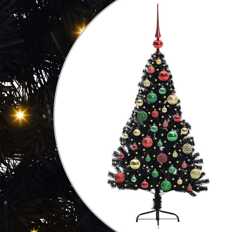 Load image into Gallery viewer, Vidaxl kunstmatig voorverlicht kerstboom met 150 led zwart 120 cm pvc
