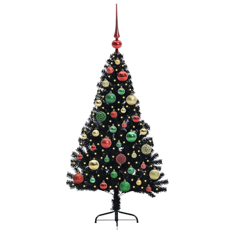 Load image into Gallery viewer, Vidaxl kunstmatig voorverlicht kerstboom met 150 led zwart 120 cm pvc
