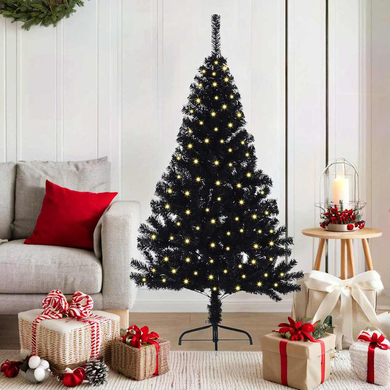 Load image into Gallery viewer, Vidaxl kunstmatig voorverlicht kerstboom met 150 led zwart 150 cm pvc
