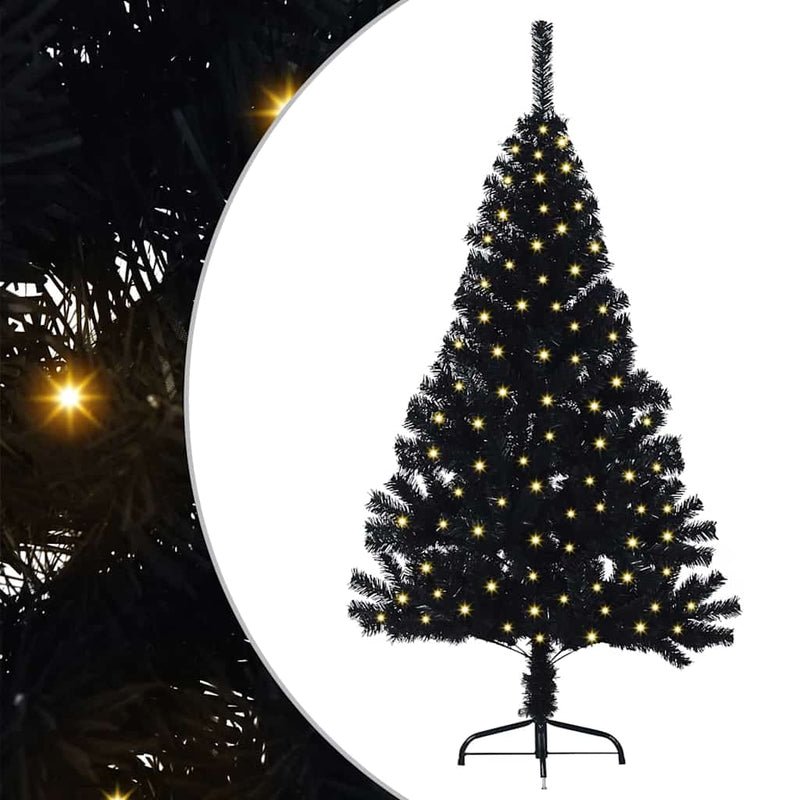 Load image into Gallery viewer, Vidaxl kunstmatig voorverlicht kerstboom met 150 led zwart 150 cm pvc
