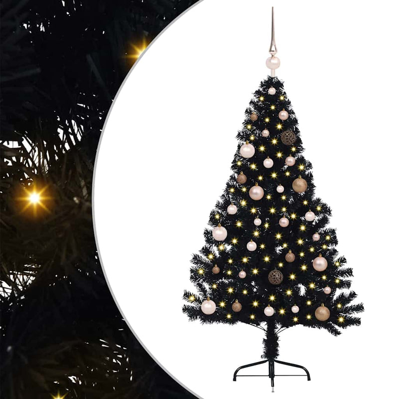 Load image into Gallery viewer, Vidaxl kunstmatig voorverlicht kerstboom met 150 led zwart 150 cm pvc
