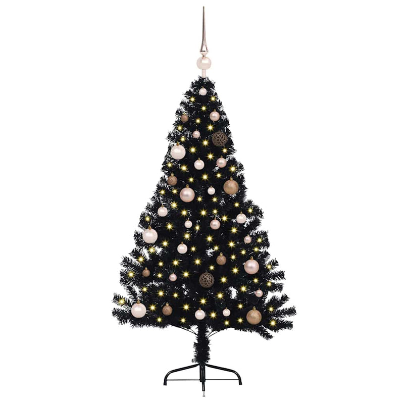 Load image into Gallery viewer, Vidaxl kunstmatig voorverlicht kerstboom met 150 led zwart 150 cm pvc
