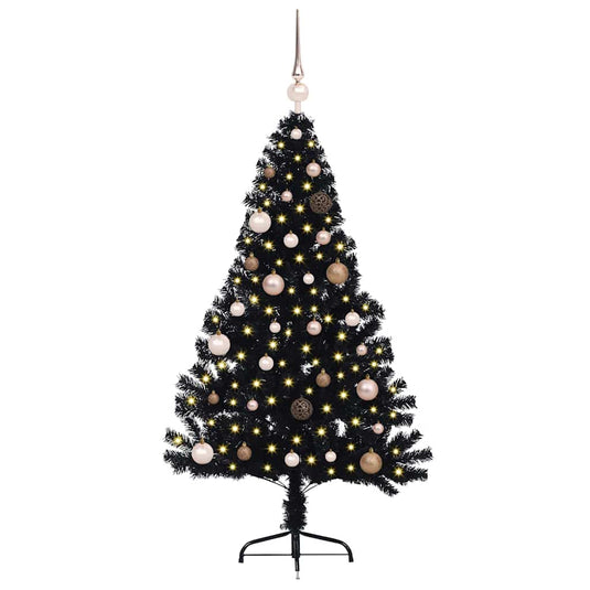 Vidaxl kunstmatig voorverlicht kerstboom met 150 led zwart 150 cm pvc