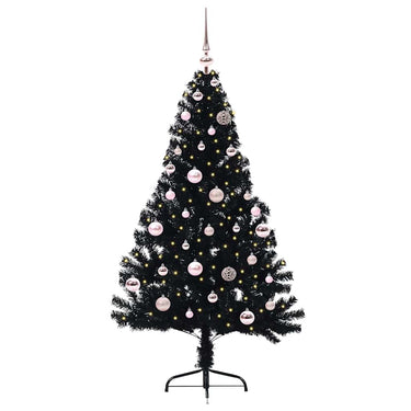 Vidaxl kunstmatig voorverlicht kerstboom met 150 led zwart 150 cm pvc