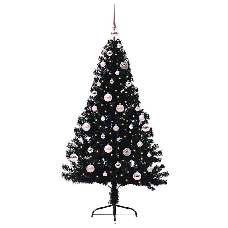 Load image into Gallery viewer, Vidaxl kunstmatig voorverlicht kerstboom met 150 led zwart 150 cm pvc

