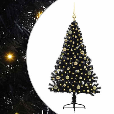 Vidaxl kunstmatig voorverlicht kerstboom met 150 led zwart 150 cm pvc