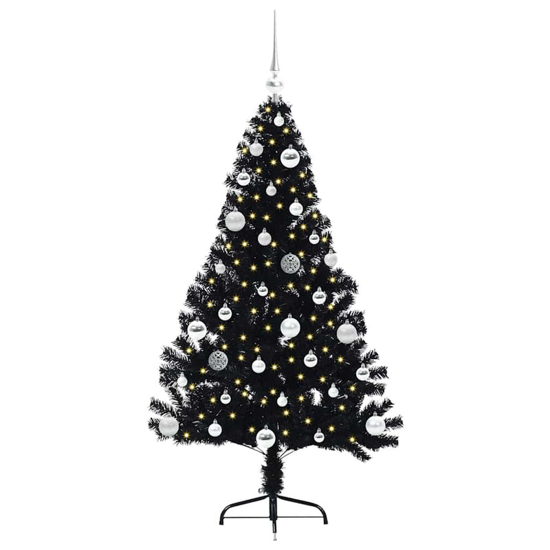 Load image into Gallery viewer, Vidaxl kunstmatig voorverlicht kerstboom met 150 led zwart 150 cm pvc
