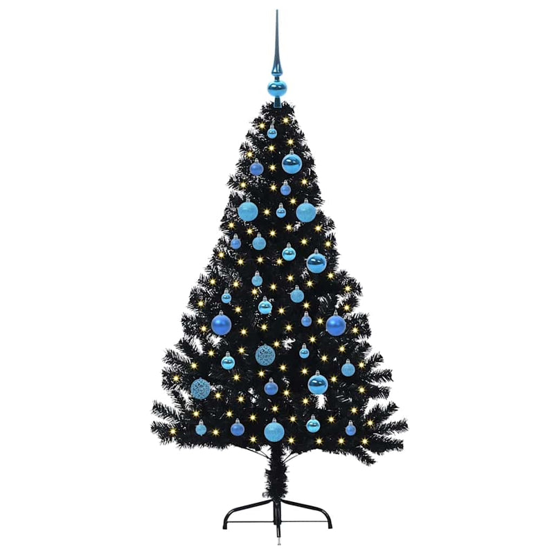 Load image into Gallery viewer, Vidaxl kunstmatig voorverlicht kerstboom met 150 led zwart 150 cm pvc
