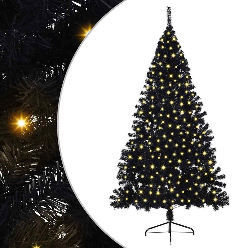 Load image into Gallery viewer, Vidaxl kunstmatig voorverlicht kerstboom met 300 led zwart 180 cm pvc
