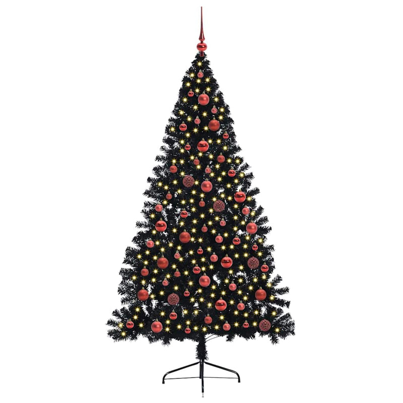 Load image into Gallery viewer, Vidaxl kunstmatig voorverlicht kerstboom met 300 led zwart 180 cm pvc
