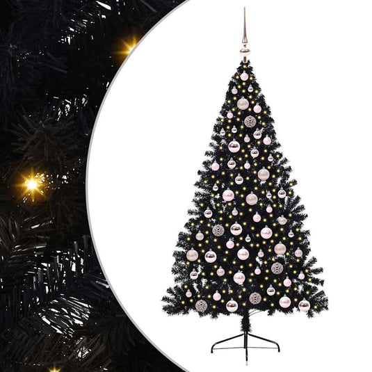 Vidaxl kunstmatig voorverlicht kerstboom met 300 led zwart 180 cm pvc