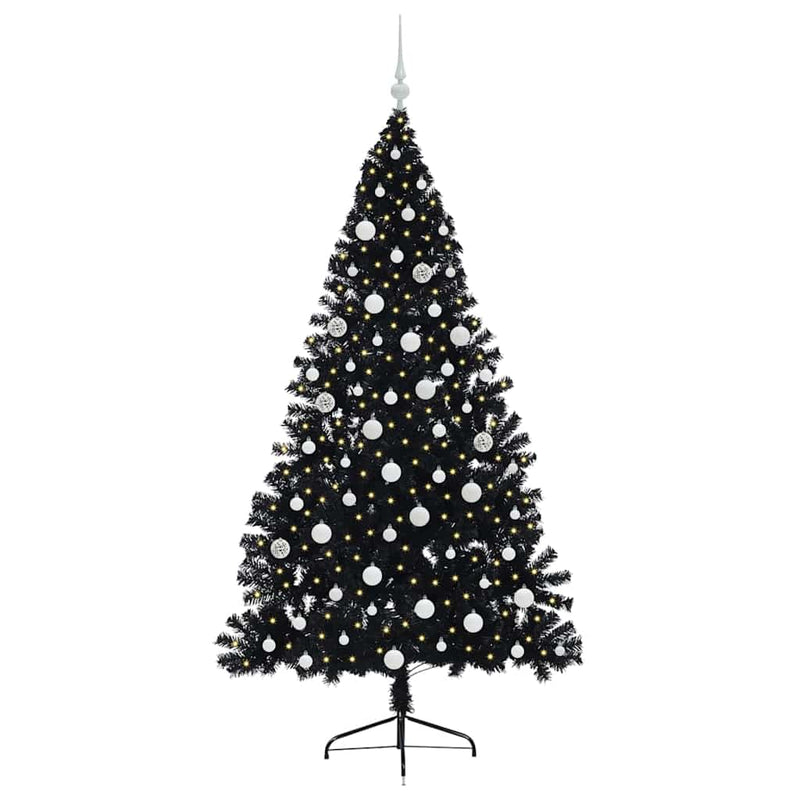 Load image into Gallery viewer, Vidaxl kunstmatig voorverlicht kerstboom met 300 led zwart 180 cm pvc
