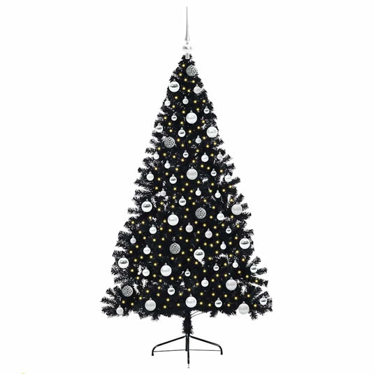 Vidaxl kunstmatig voorverlicht kerstboom met 300 led zwart 180 cm pvc