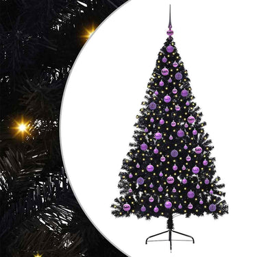 Vidaxl kunstmatig voorverlicht kerstboom met 300 led zwart 180 cm pvc