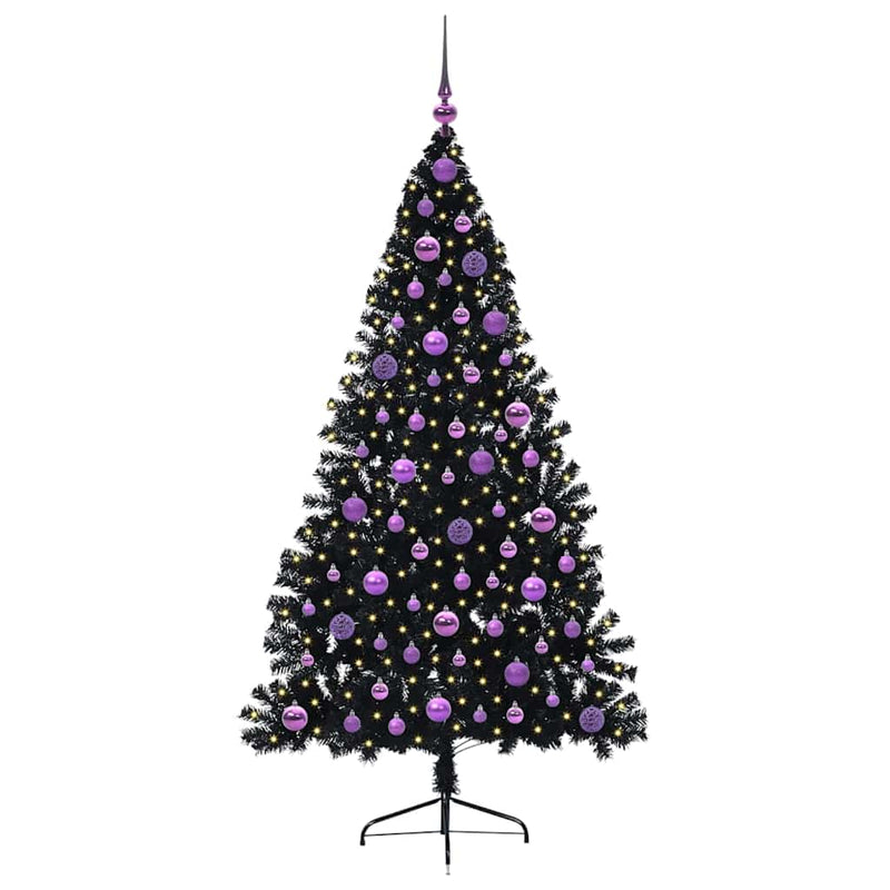 Load image into Gallery viewer, Vidaxl kunstmatig voorverlicht kerstboom met 300 led zwart 180 cm pvc
