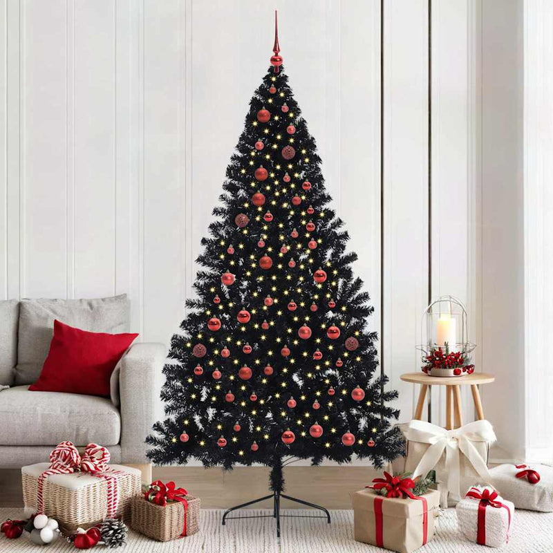 Load image into Gallery viewer, Vidaxl kunstmatig voorverlicht kerstboom met 300 led zwart 210 cm pvc

