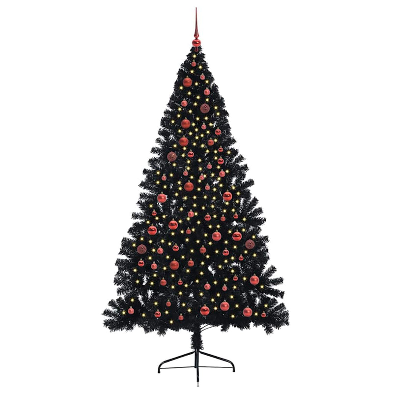 Load image into Gallery viewer, Vidaxl kunstmatig voorverlicht kerstboom met 300 led zwart 210 cm pvc
